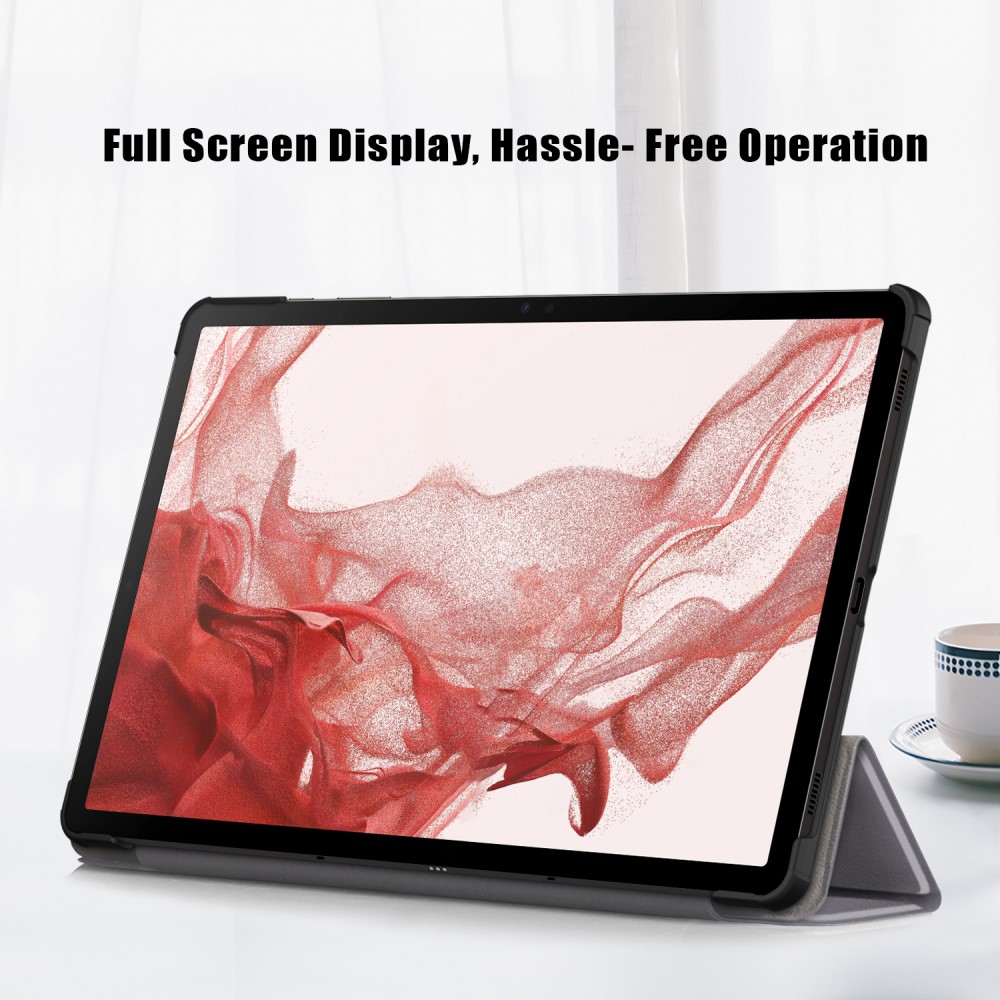  Samsung Galaxy Tab S9 Plus Fodral Läder Grå