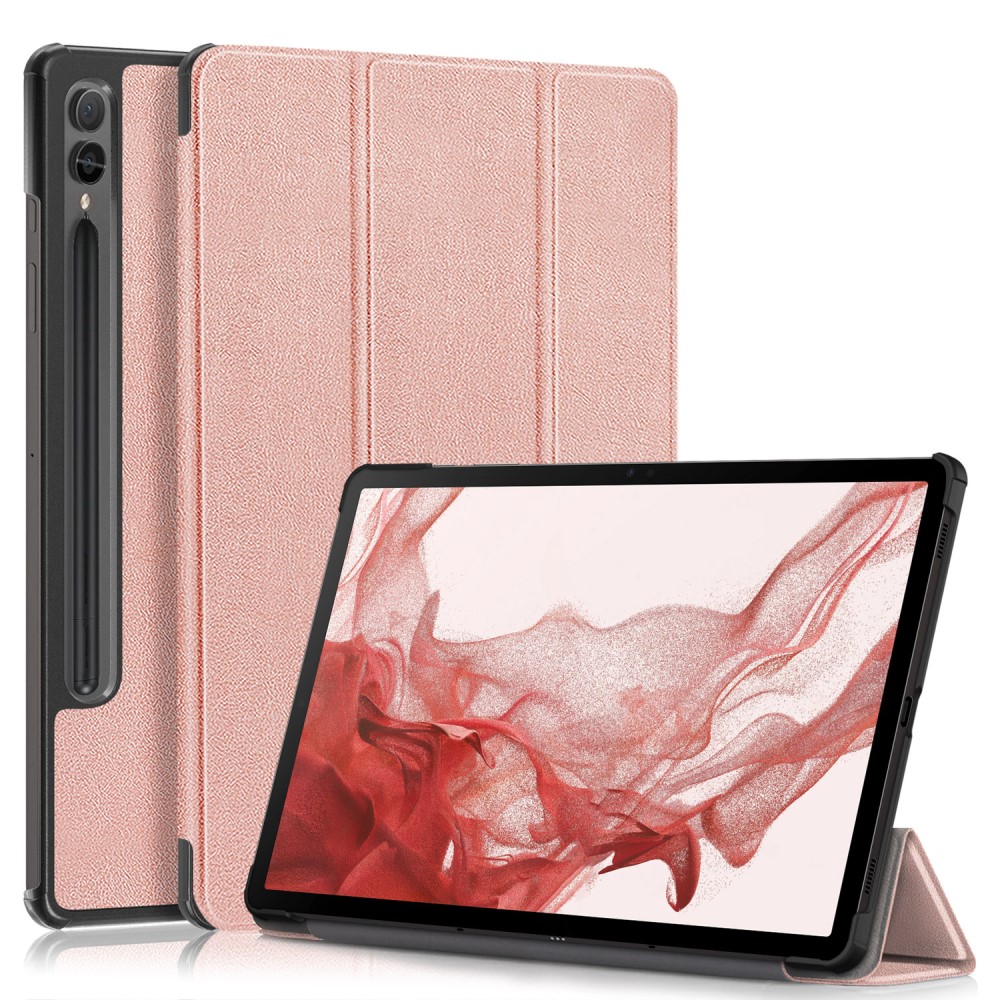  Samsung Galaxy Tab S9 Plus Fodral Läder Roséguld