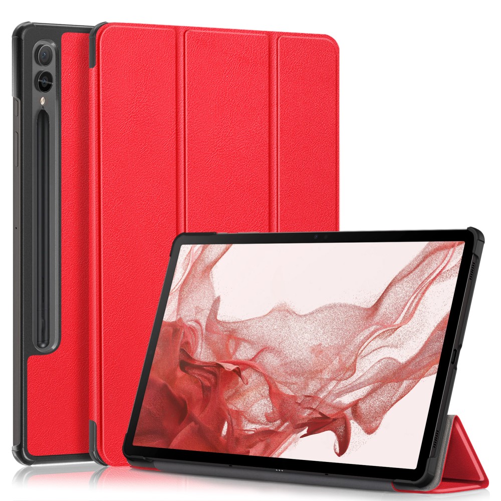  Samsung Galaxy Tab S9 Plus Fodral Läder Röd