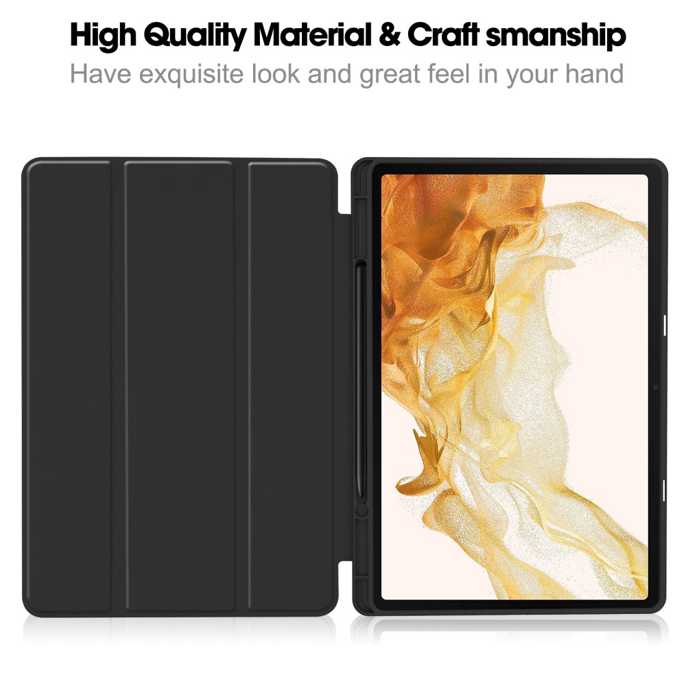  Samsung Galaxy Tab S9 Plus Fodral Tri-Fold Pennhållare Svart