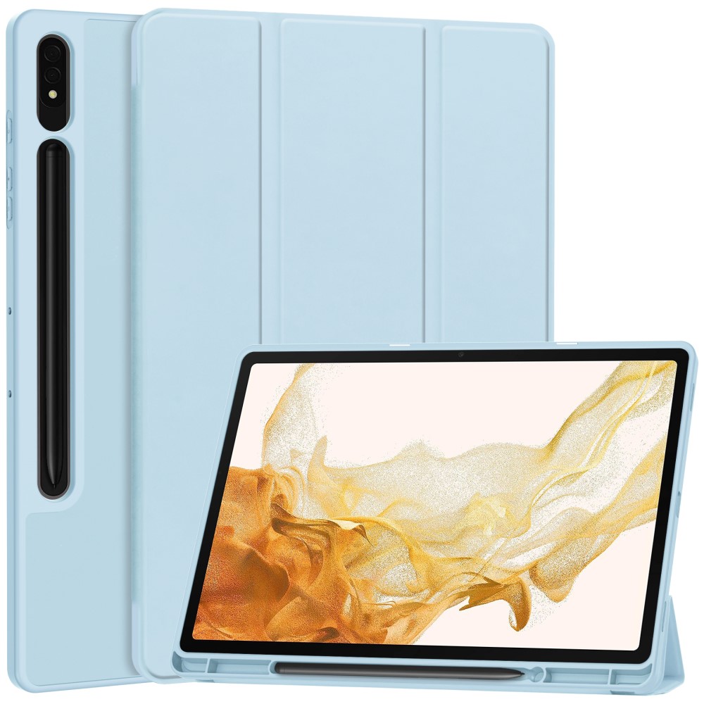  Samsung Galaxy Tab S9 Plus Fodral Tri-Fold Pennhållare Blå