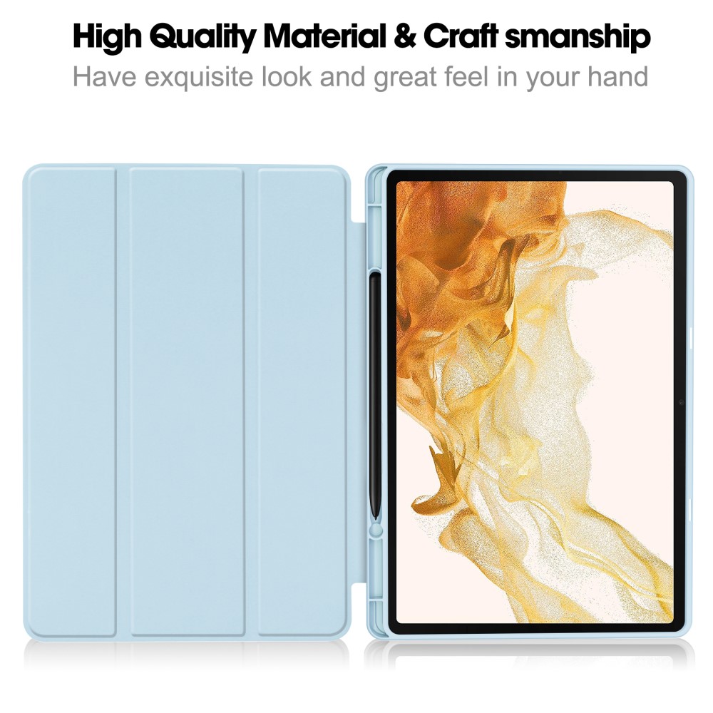  Samsung Galaxy Tab S9 Plus Fodral Tri-Fold Pennhållare Blå