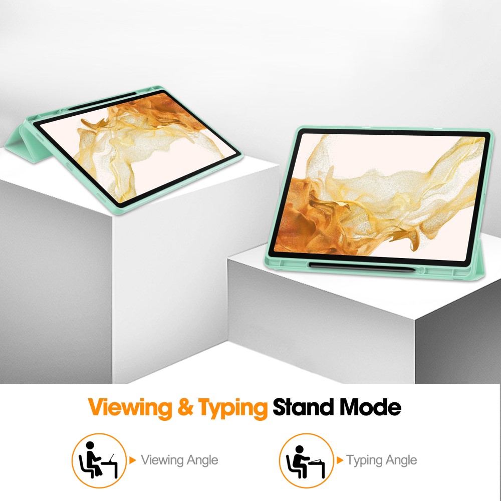  Samsung Galaxy Tab S9 Plus Fodral Tri-Fold Pennhållare Grön