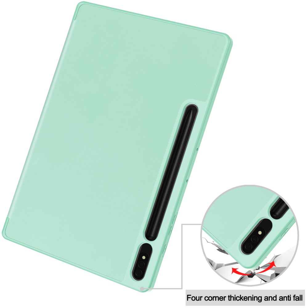  Samsung Galaxy Tab S9 Plus Fodral Tri-Fold Pennhållare Grön