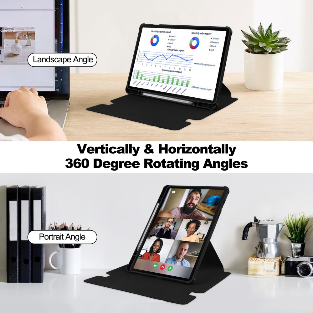  Galaxy Tab S9 Plus Fodral 360° Rotation Hybrid Svart