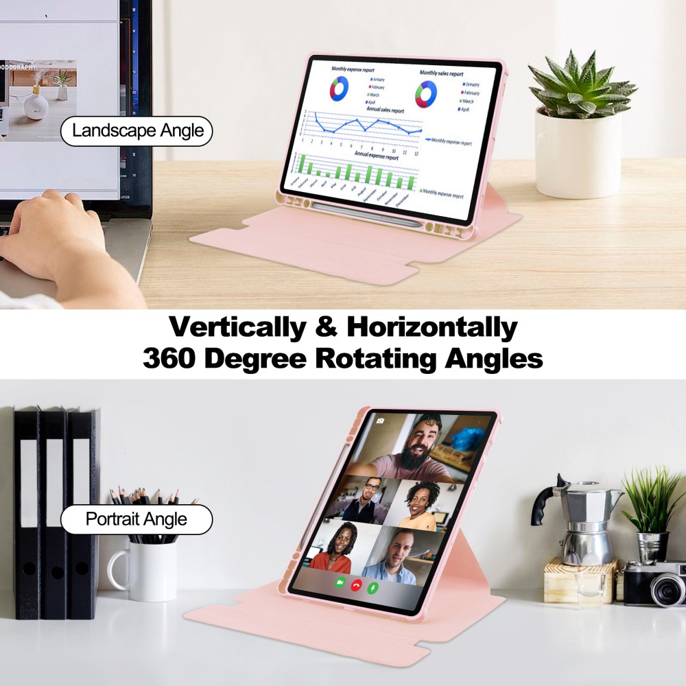  Galaxy Tab S9 Plus Fodral 360° Rotation Hybrid Rosa