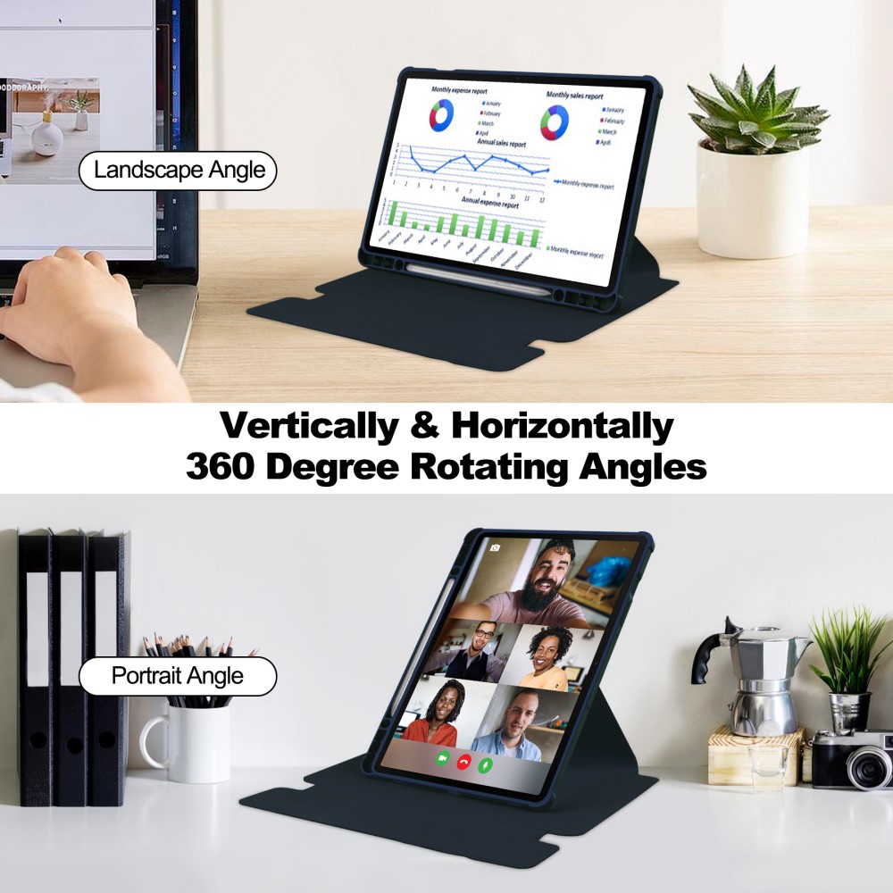  Galaxy Tab S9 Plus Fodral 360° Rotation Hybrid Mörk Blå
