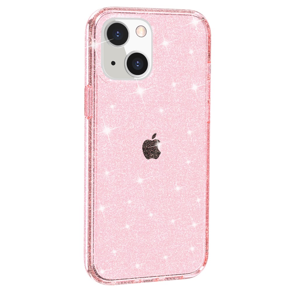  iPhone 15 Skal Hybrid Glitter Rosa