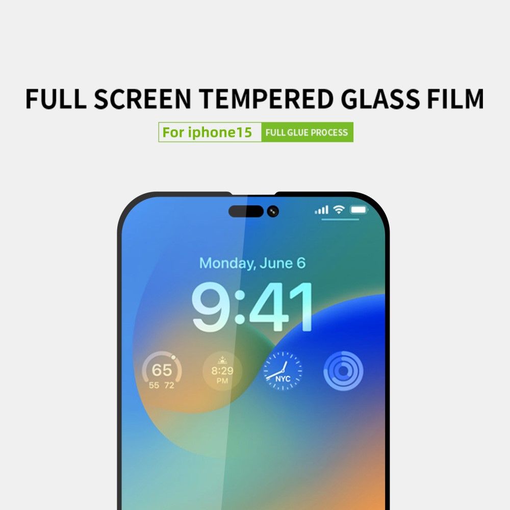 PINWUYO PINWUYO iPhone 15 Skärmskydd Heltäckande