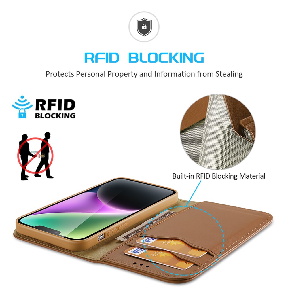 DUX DUCIS DUX DUCIS iPhone 15 Fodral Hivo RFID Läder Brun