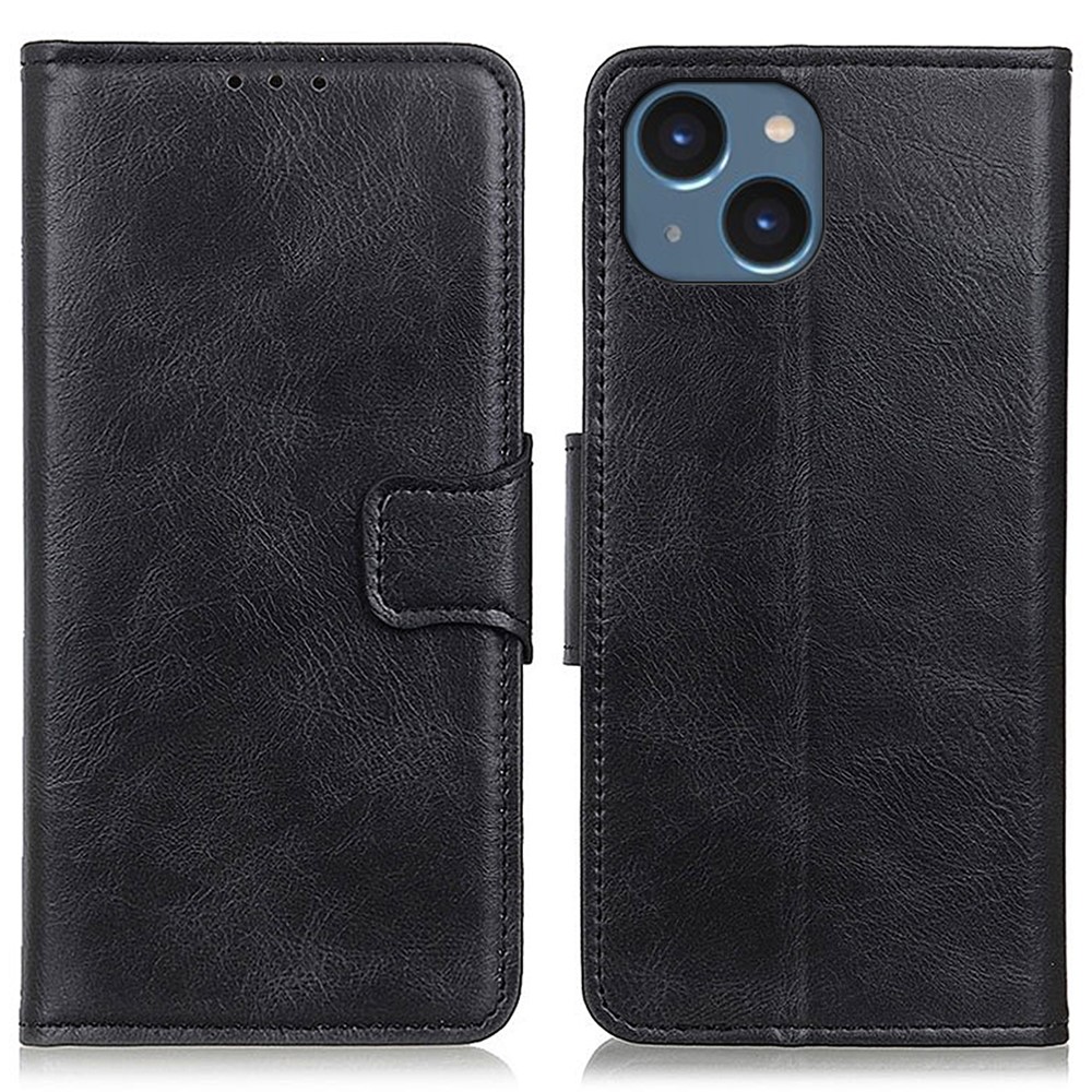  iPhone 15 Fodral Crazy Horse Folio Svart