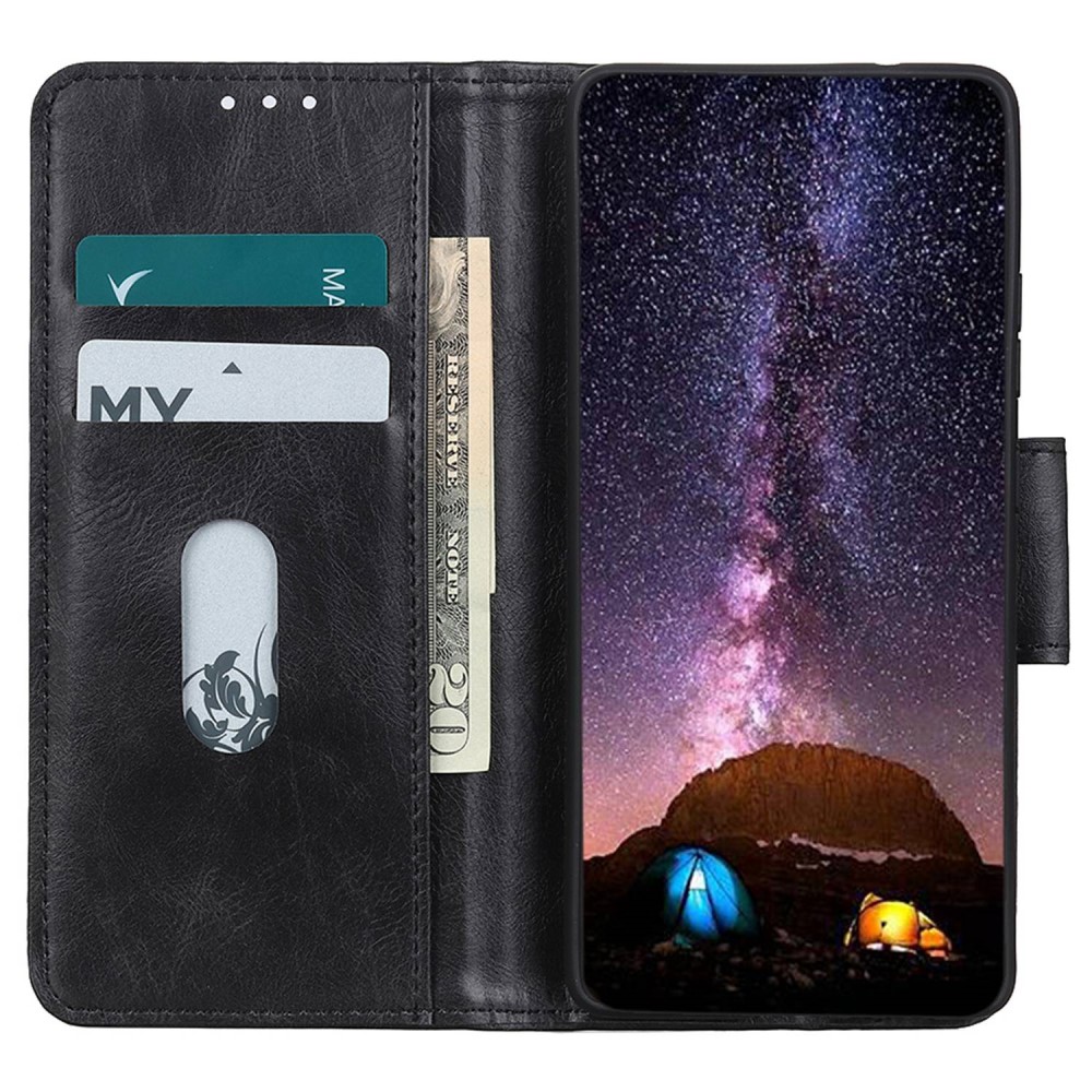  iPhone 15 Fodral Crazy Horse Folio Svart