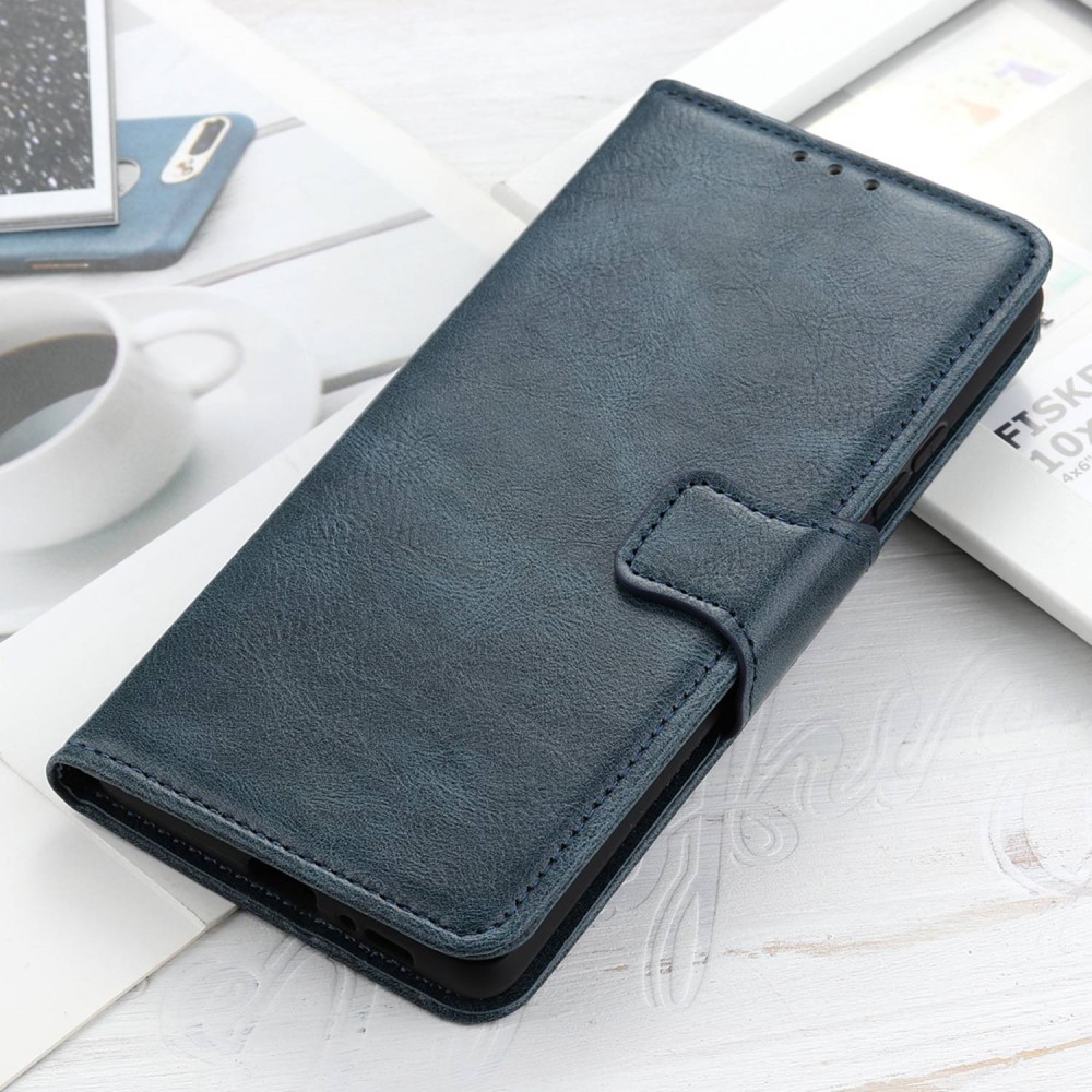  iPhone 15 Fodral Crazy Horse Folio Blå