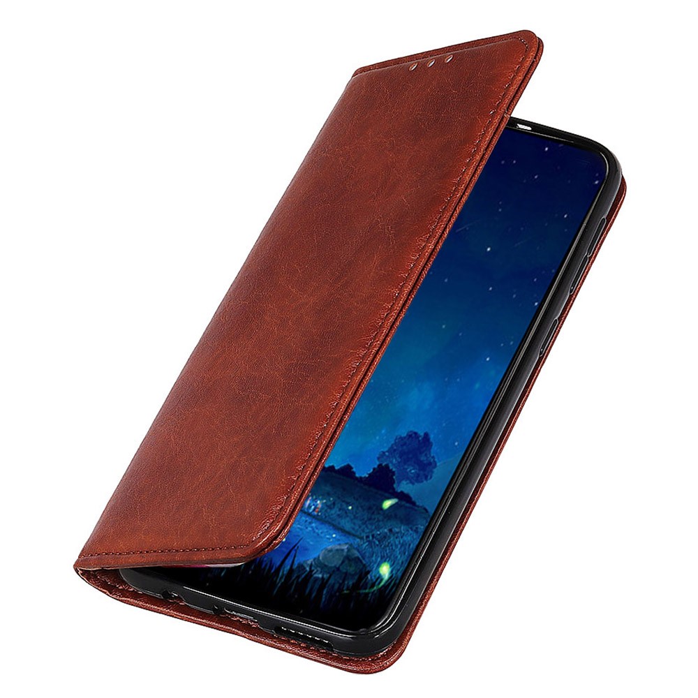  iPhone 15 Fodral Crazy Horse Flip Läder Brun