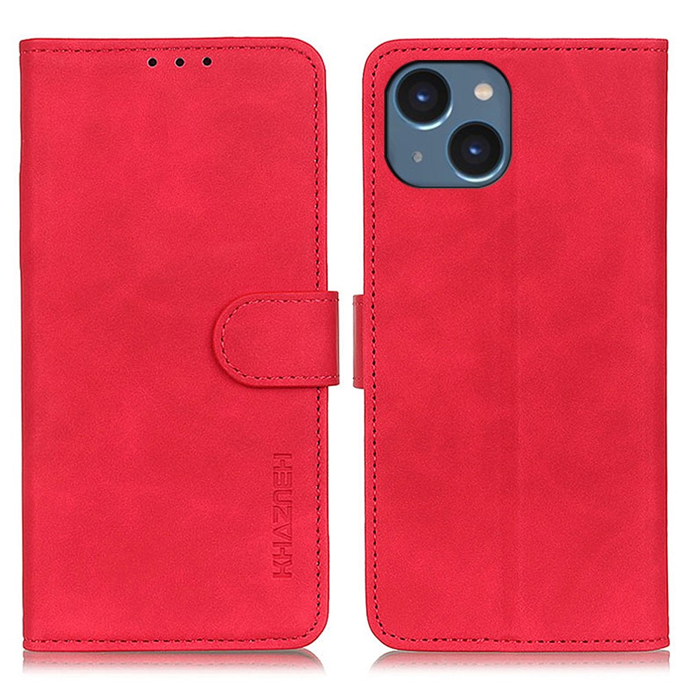KHAZNEH KHAZNEH iPhone 15 Fodral Retro Läder Röd