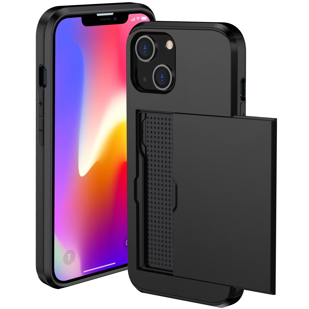  iPhone 15 Skal Hybrid Med Kortfack Svart