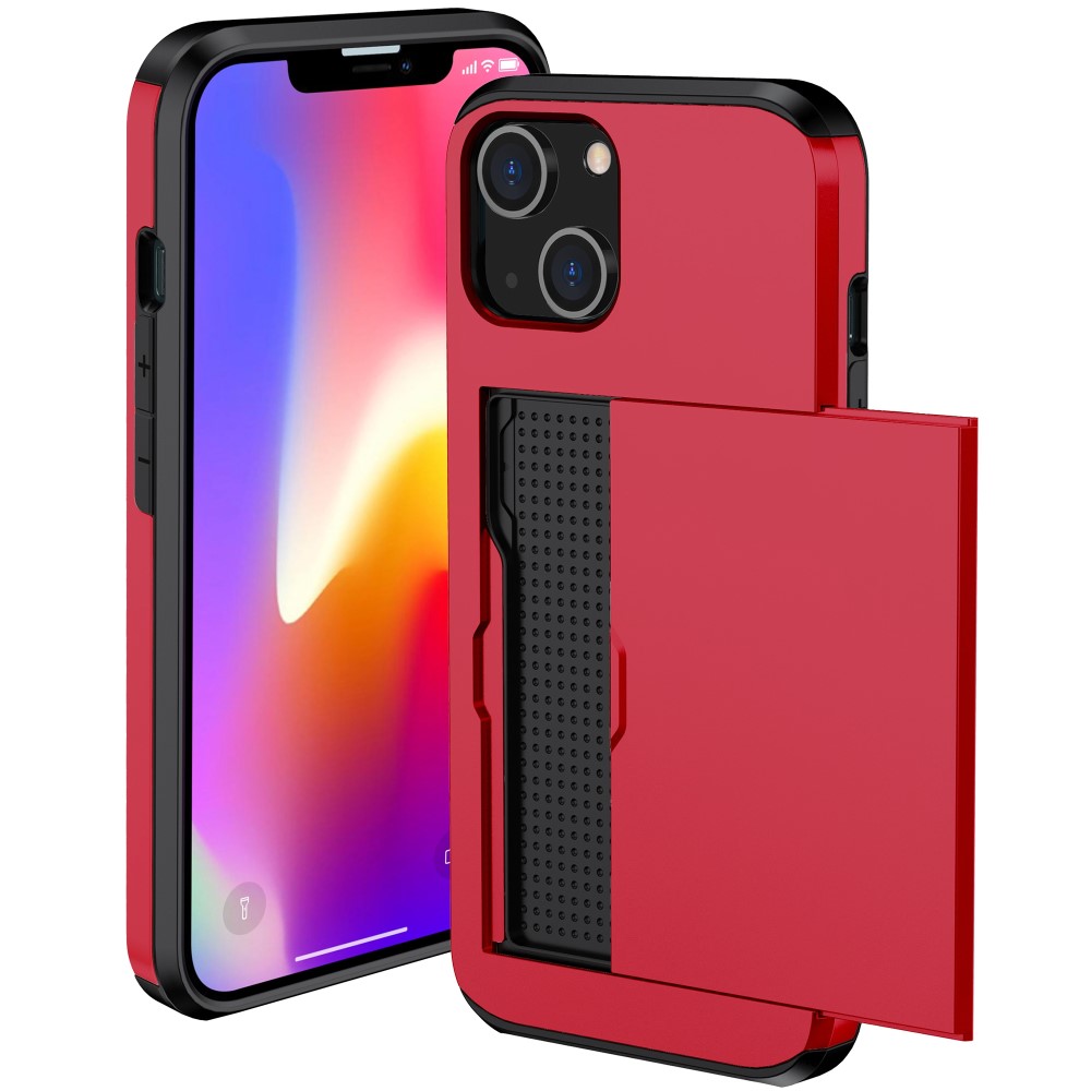 iPhone 15 Skal Hybrid Med Kortfack Röd