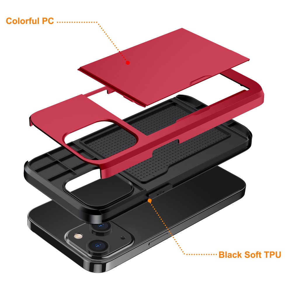  iPhone 15 Skal Hybrid Med Kortfack Röd