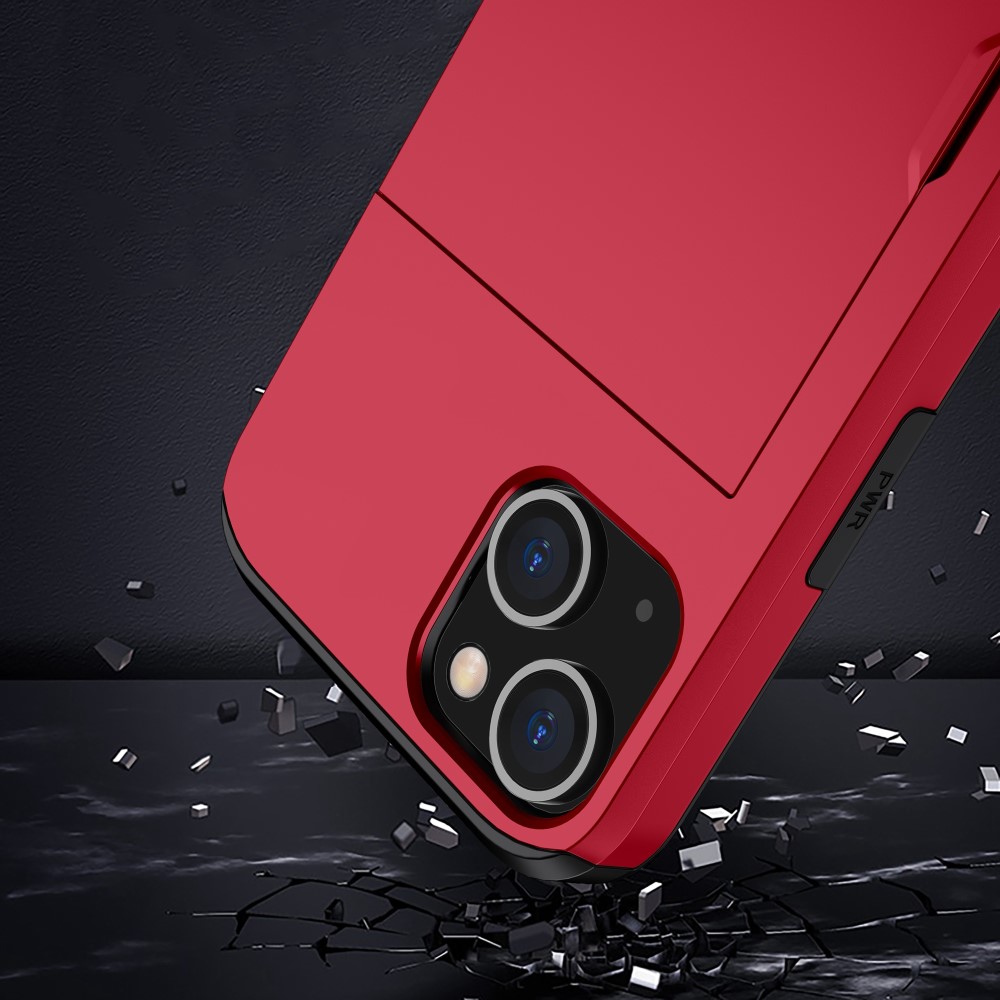  iPhone 15 Skal Hybrid Med Kortfack Röd