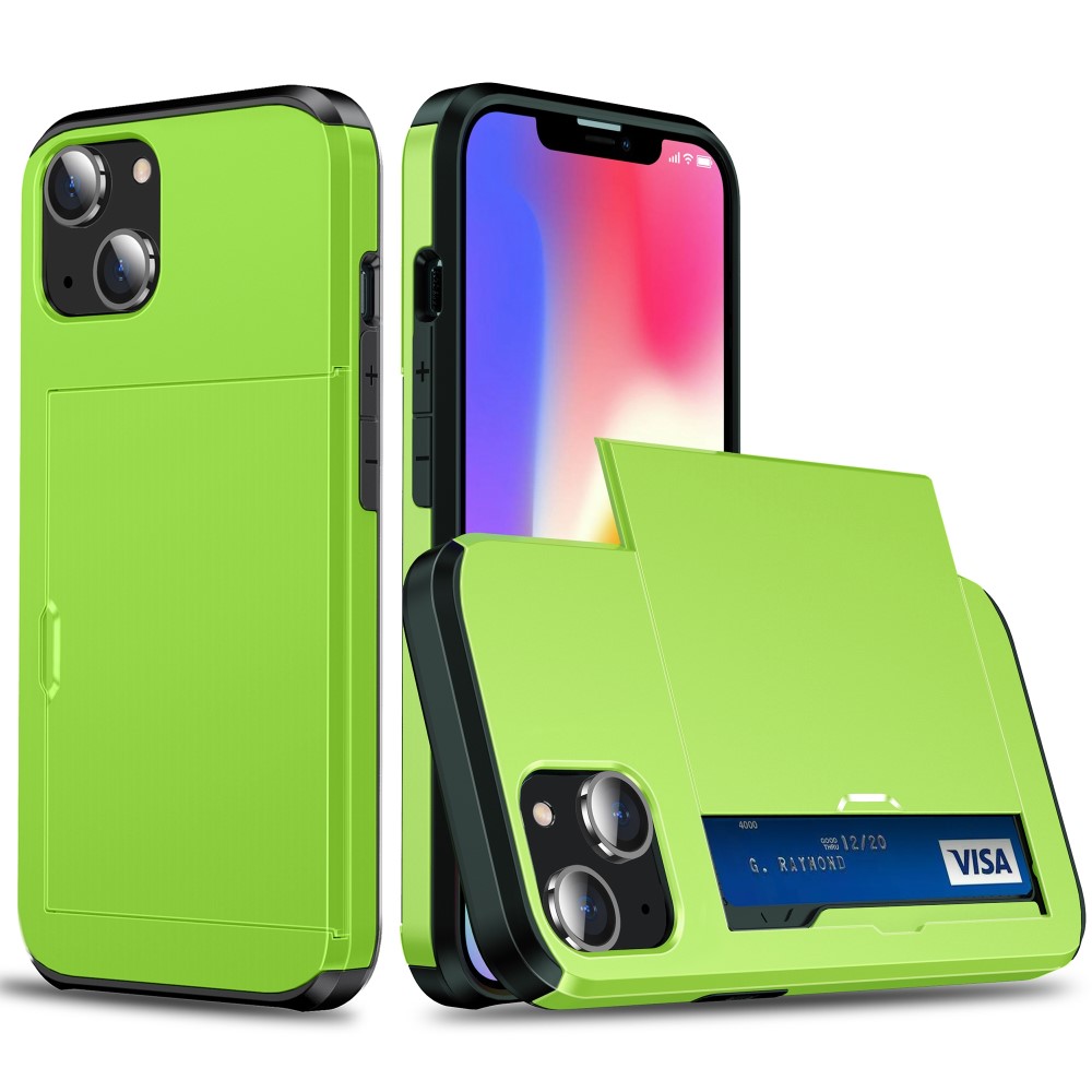  iPhone 15 Skal Hybrid Med Kortfack Grön