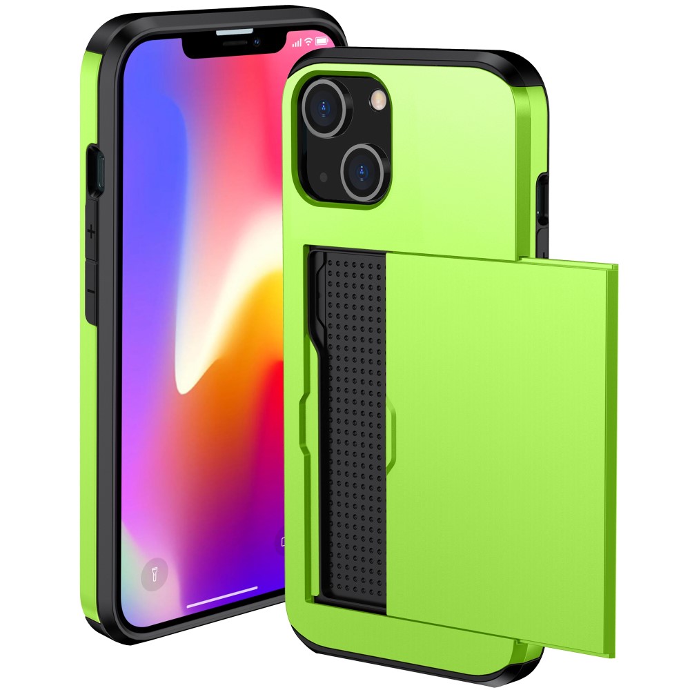  iPhone 15 Skal Hybrid Med Kortfack Grön