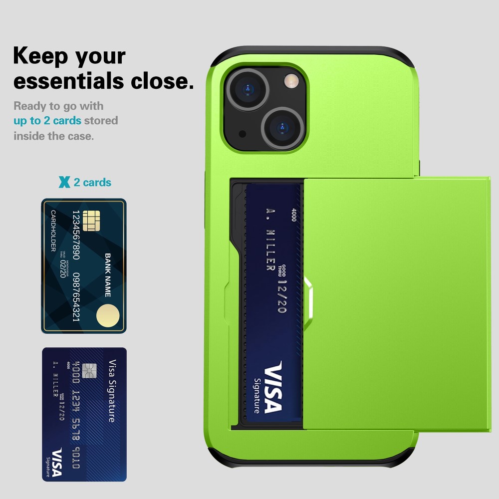 iPhone 15 Skal Hybrid Med Kortfack Grön