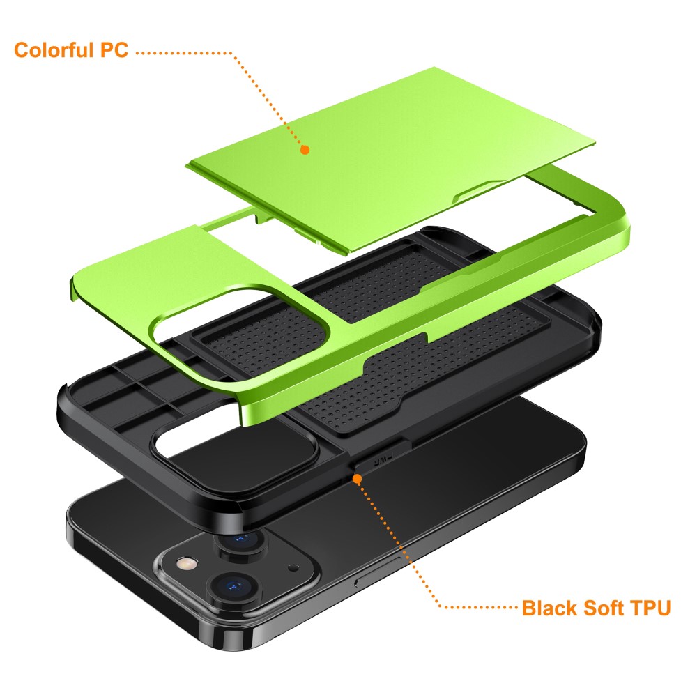  iPhone 15 Skal Hybrid Med Kortfack Grön