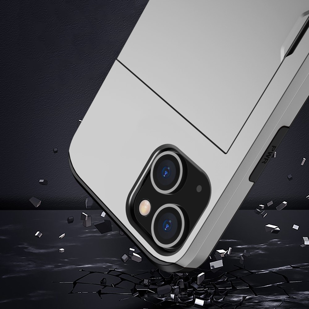  iPhone 15 Skal Hybrid Med Kortfack Silver