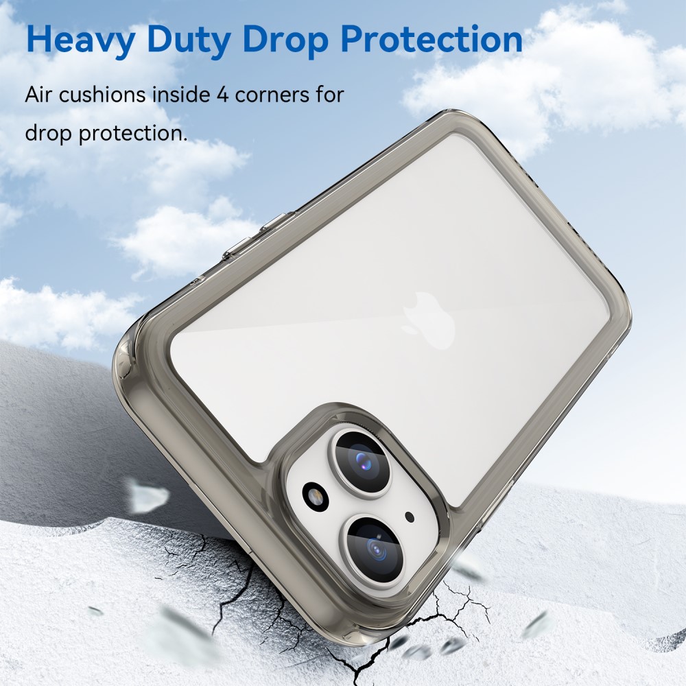  iPhone 15 Skal Akryl/TPU Transparent Grå