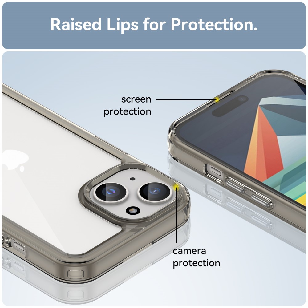  iPhone 15 Skal Akryl/TPU Transparent Grå