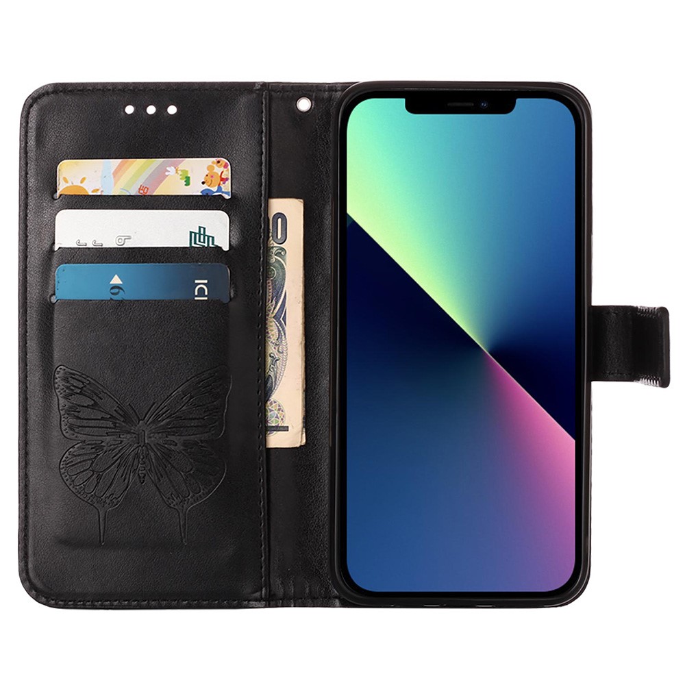  iPhone 15 Fodral Med Tryck Fjäril Svart