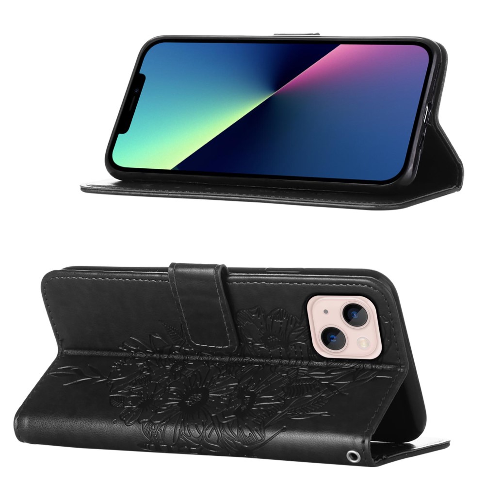  iPhone 15 Fodral Med Tryck Fjäril Svart