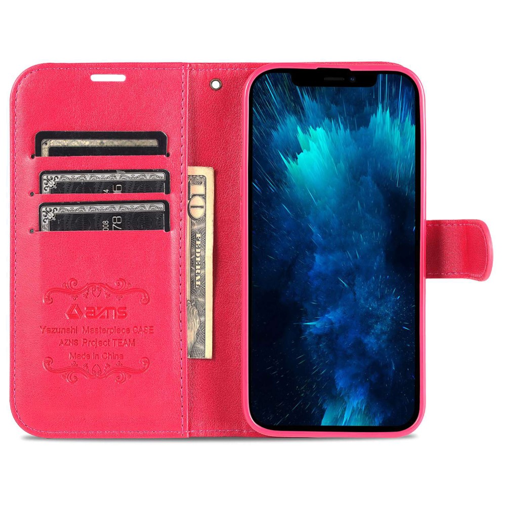 AZNS AZNS iPhone 15 Fodral Läder Rosa/Röd