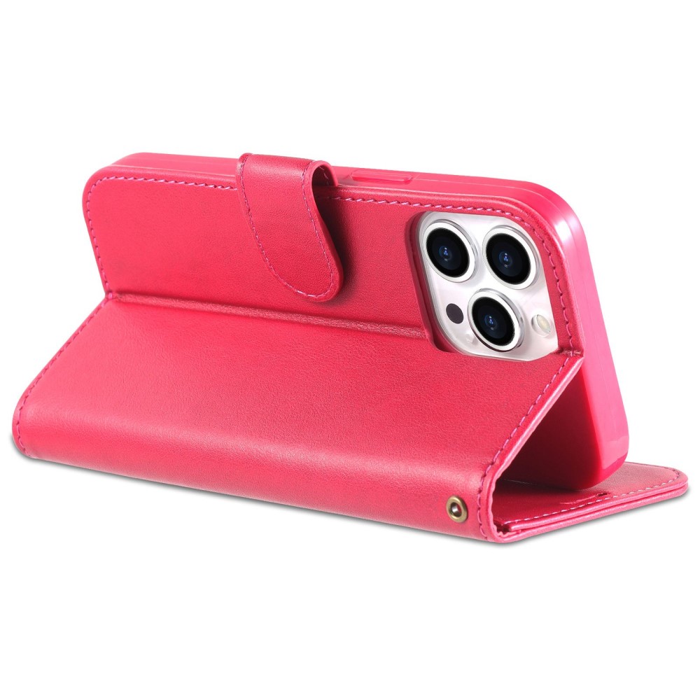 AZNS AZNS iPhone 15 Fodral Läder Rosa/Röd