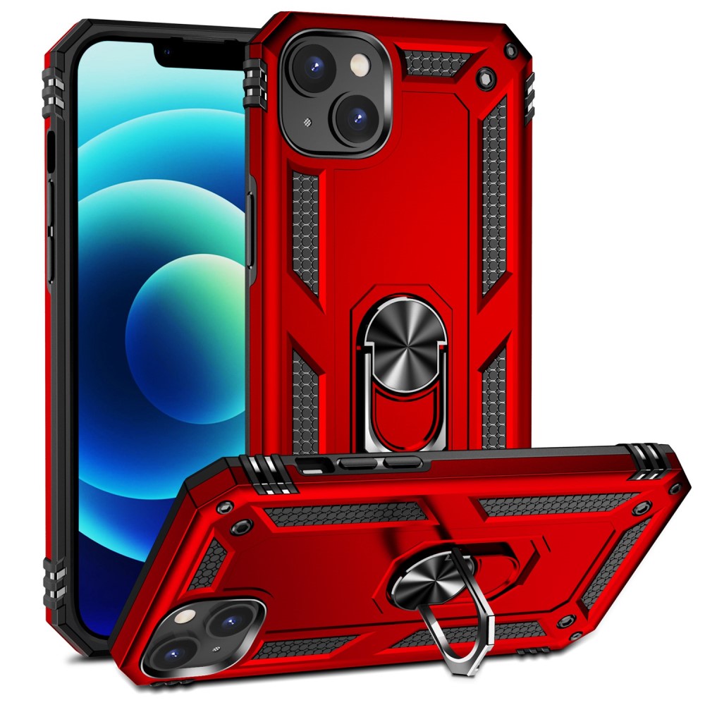  iPhone 15 Skal Armor Hybrid Ring Röd