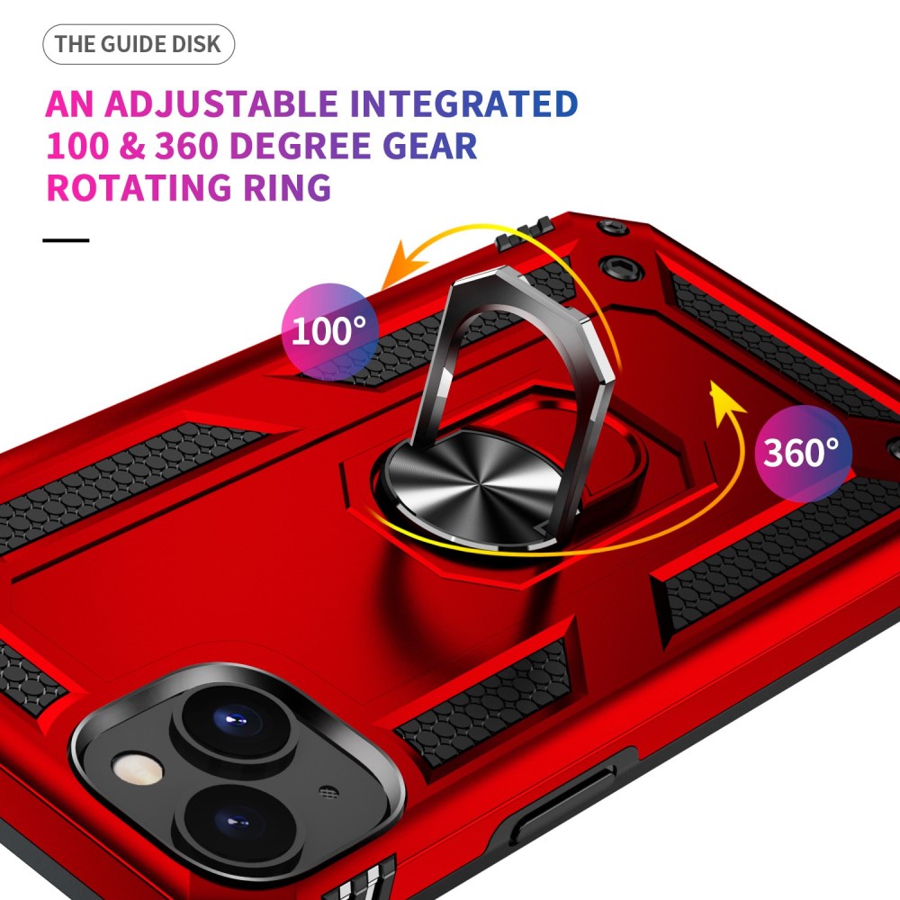  iPhone 15 Skal Armor Hybrid Ring Röd