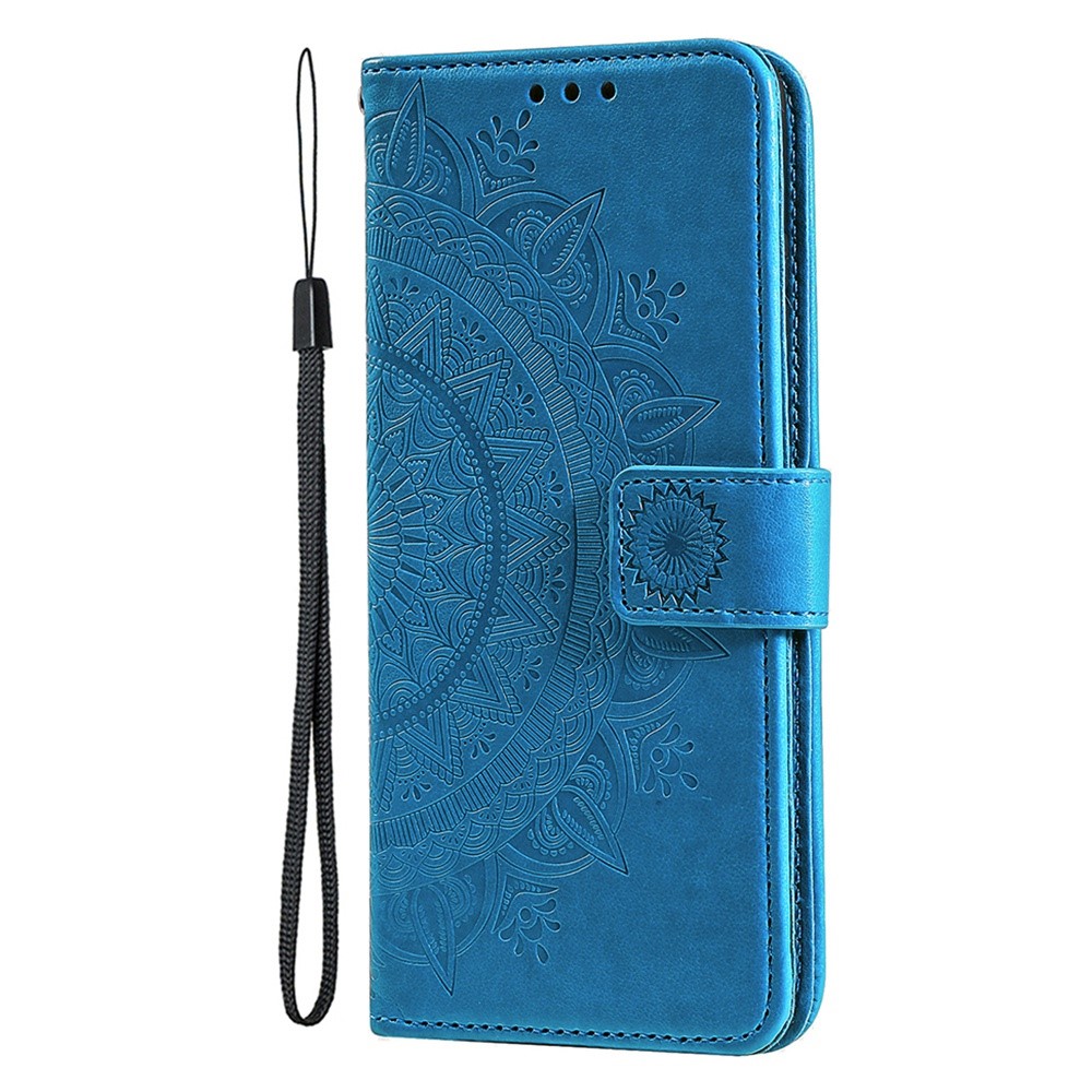  iPhone 15 Fodral Mandala Läder Blå