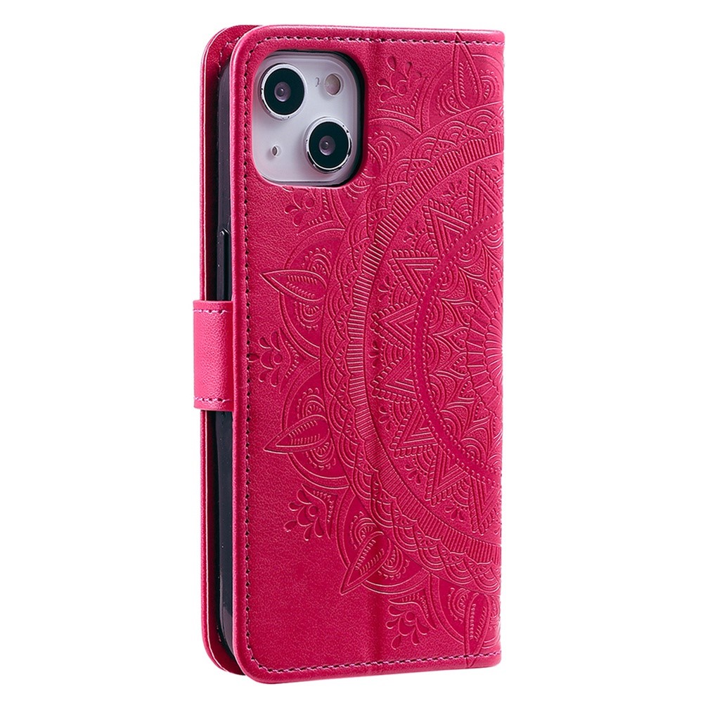  iPhone 15 Fodral Mandala Läder Rosa
