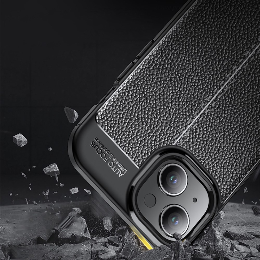  iPhone 15 Skal Litchi Textur Svart