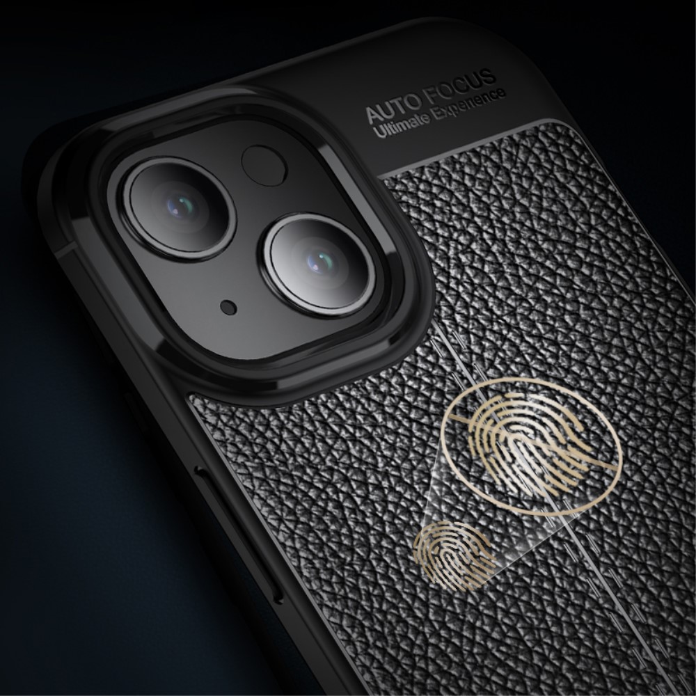  iPhone 15 Skal Litchi Textur Svart