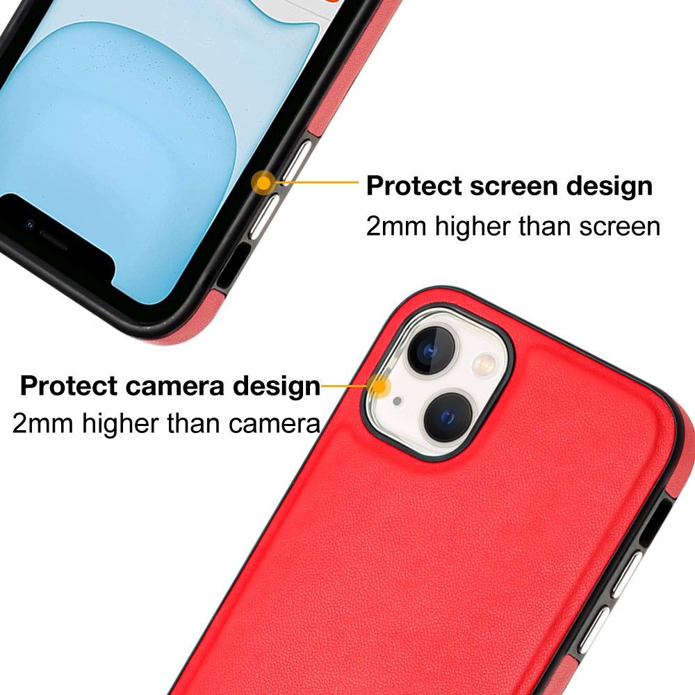  iPhone 15 Skal Läderbelagt Röd