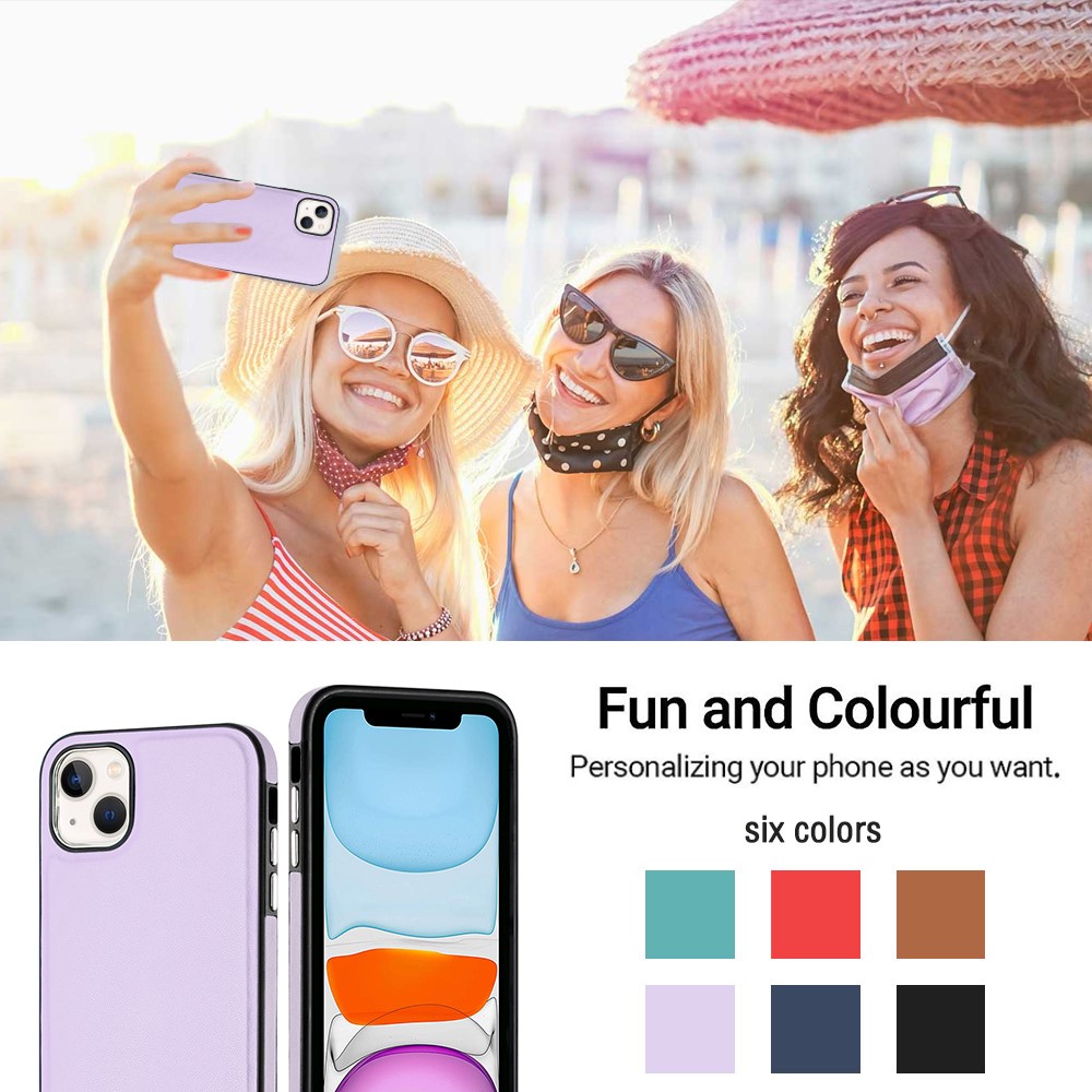 iPhone 15 Skal Läderbelagt Lila