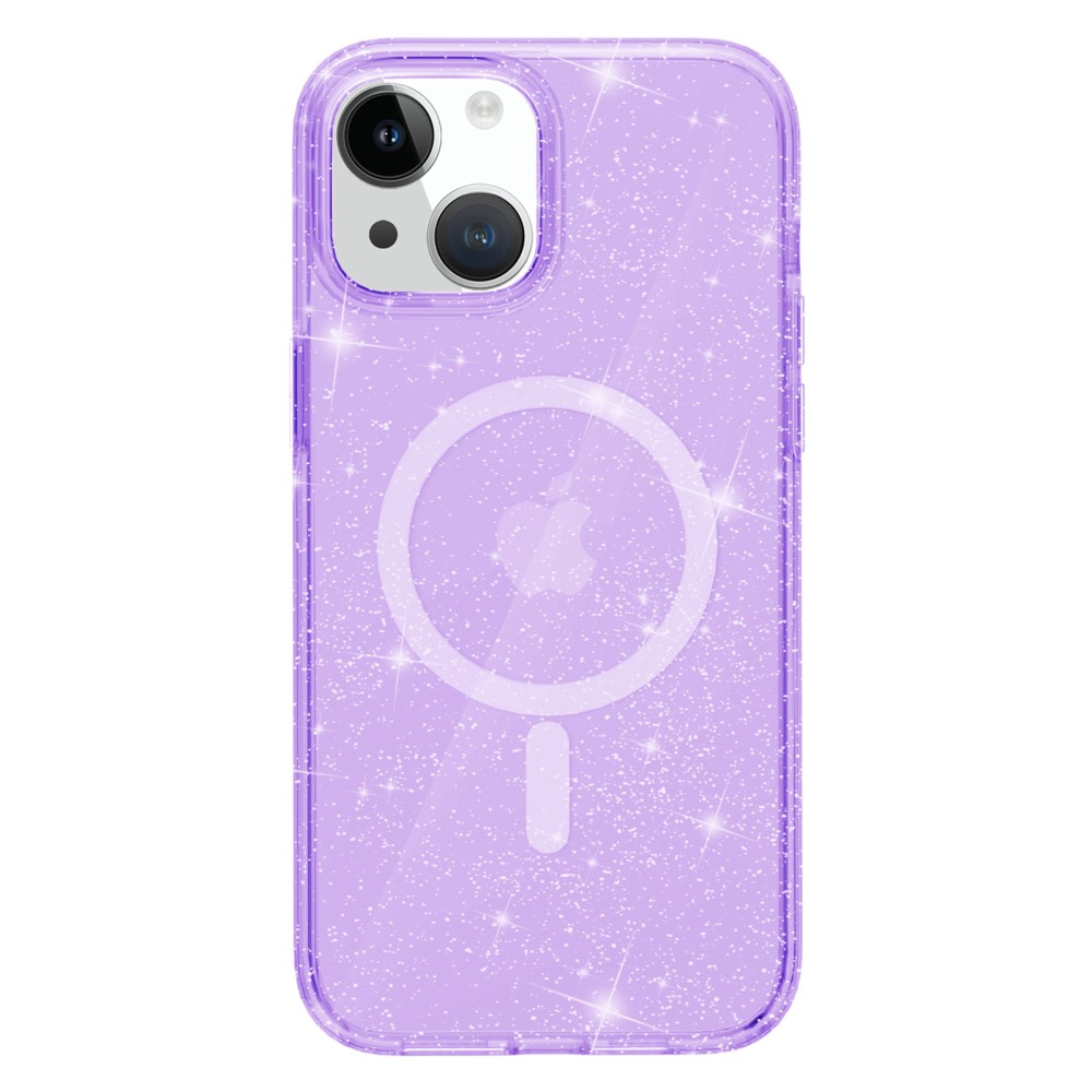  iPhone 15 Skal MagSafe Hybrid Glitter Lila