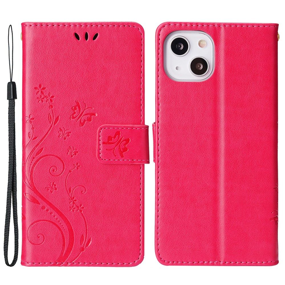  iPhone 15 Fodral Med Blommigt Tryck Röd/Rosa