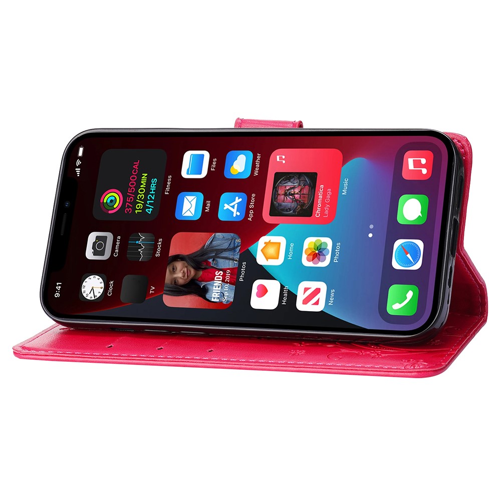  iPhone 15 Fodral Med Blommigt Tryck Röd/Rosa