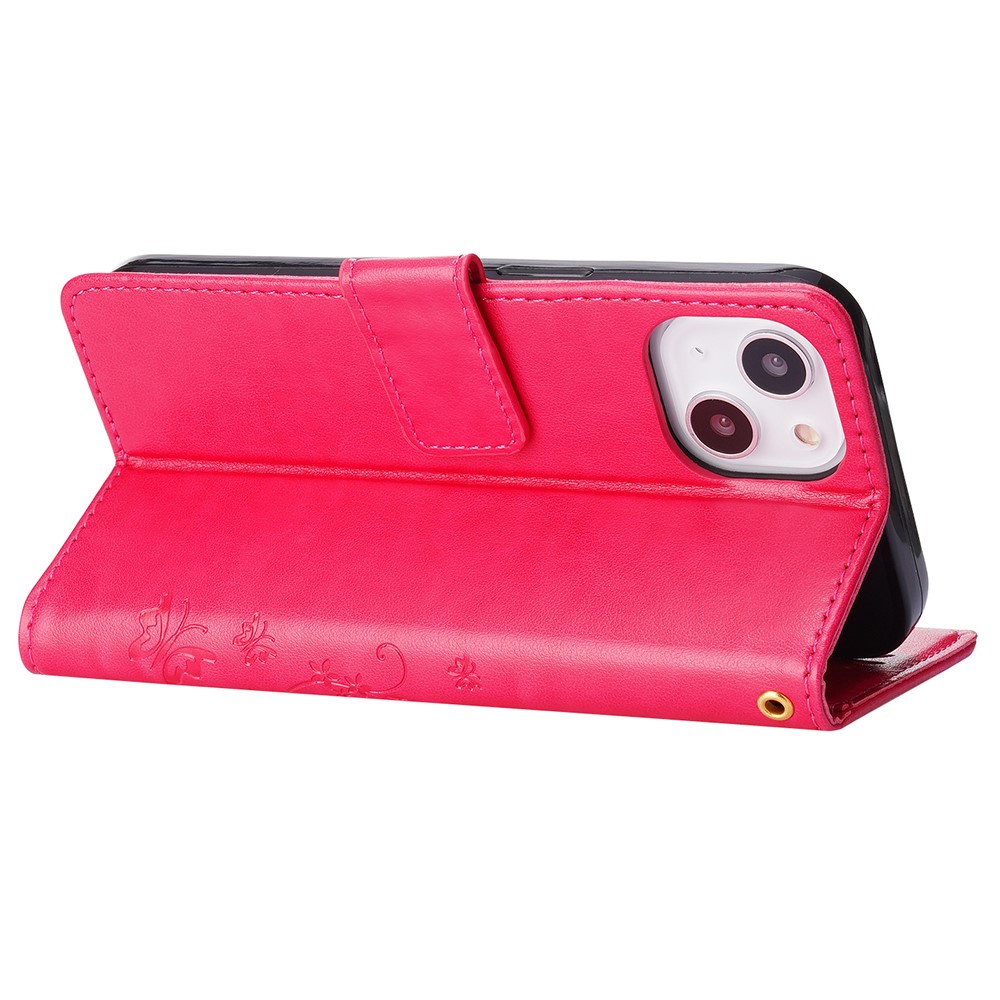  iPhone 15 Fodral Med Blommigt Tryck Röd/Rosa