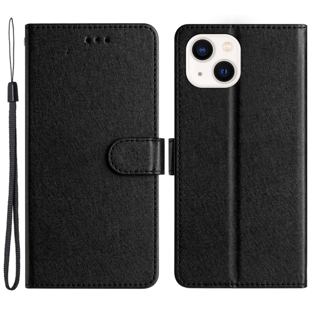  iPhone 15 Fodral Silk Textur Med Snodd Svart