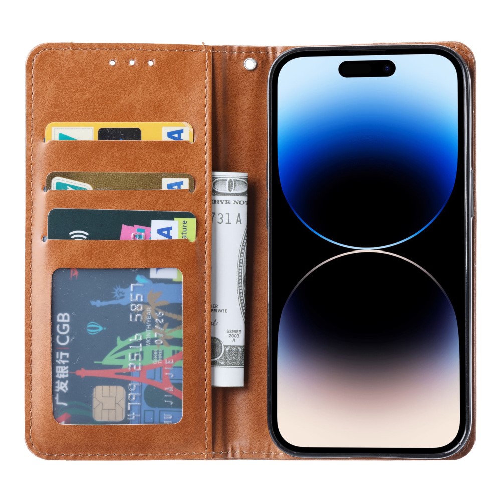  iPhone 15 Fodral Flip Med Frontficka Röd