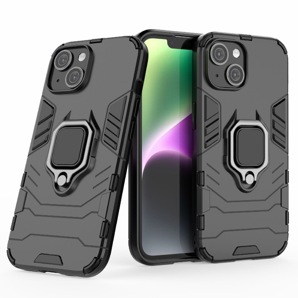  iPhone 15 Skal Hybrid Armor Ring Svart