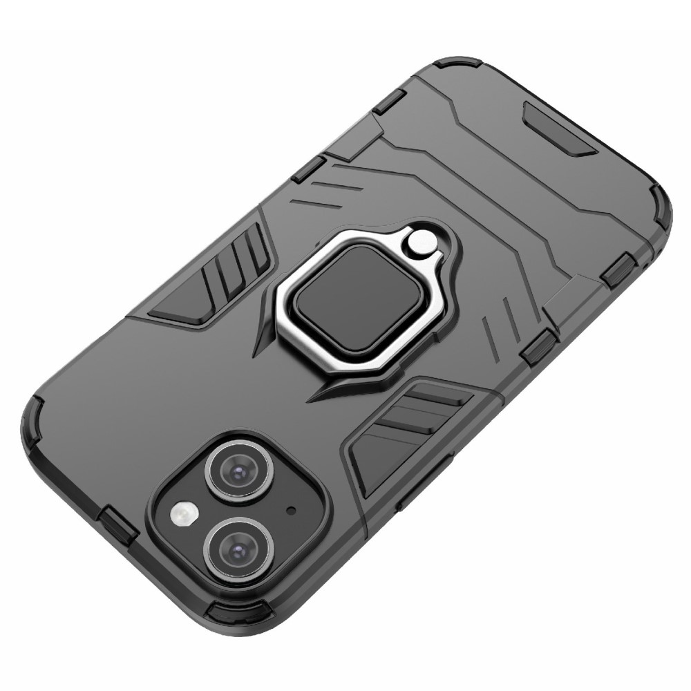  iPhone 15 Skal Hybrid Armor Ring Svart